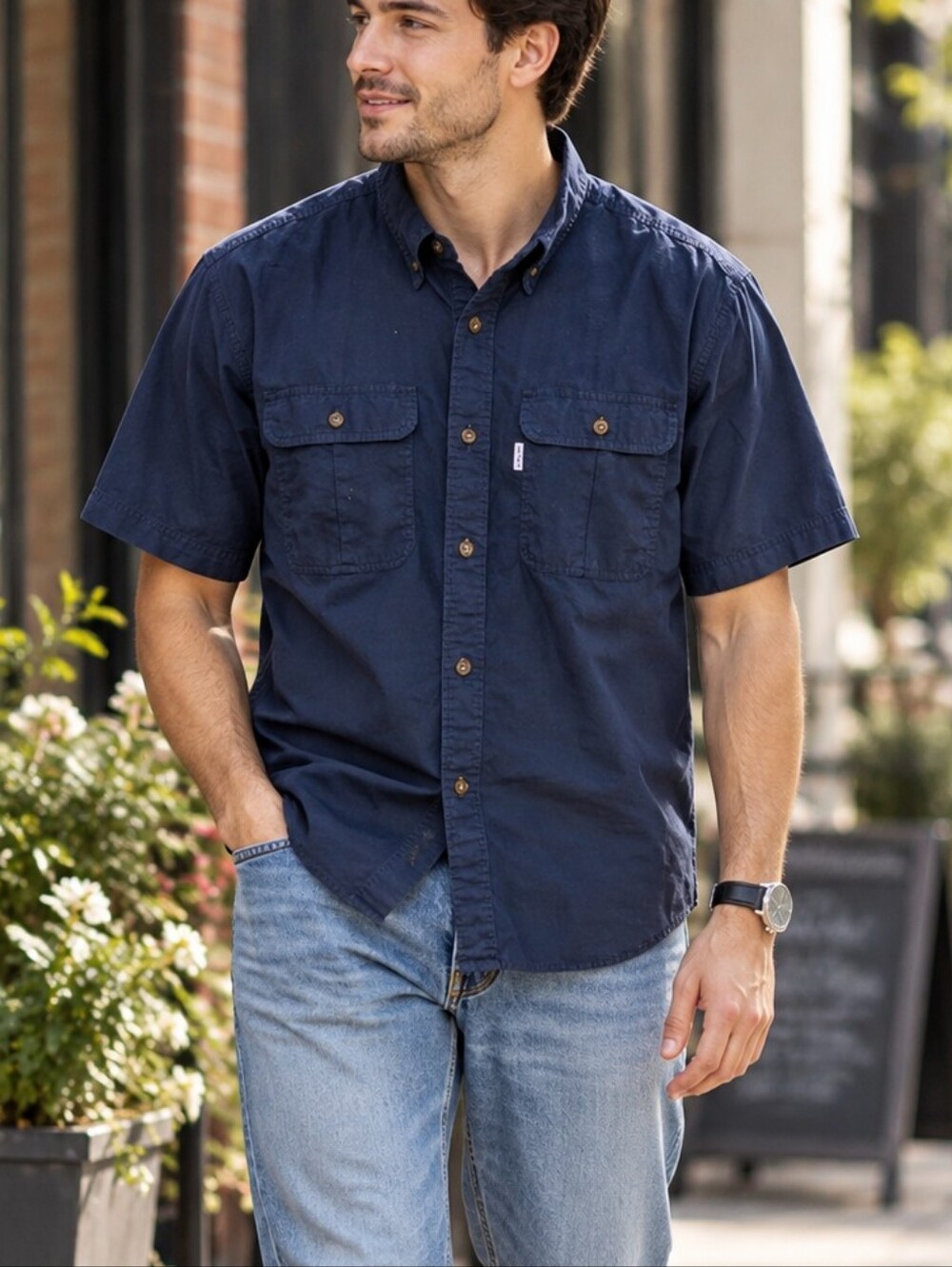 Carhartt Men’s Relaxed Fit Short Sleeve Button Down Shirt Size L